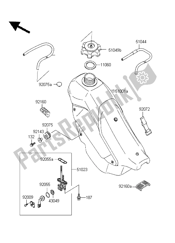 Toutes les pièces pour le Réservoir D'essence du Kawasaki KDX 200 1999