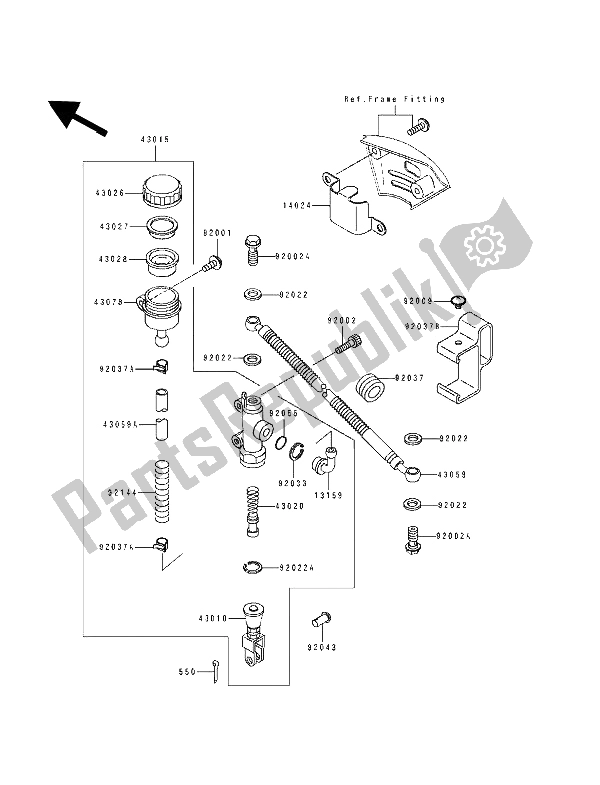 Tutte le parti per il Pompa Freno Posteriore del Kawasaki Tengai 650 1990