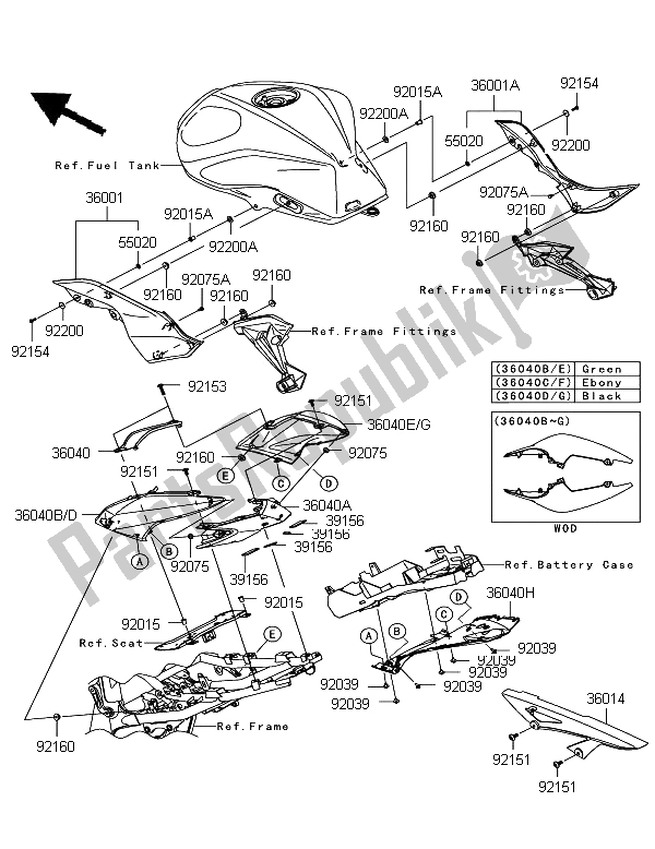 Todas las partes para Cubiertas Laterales Y Cubierta De Cadena de Kawasaki Z 750R ABS 2012