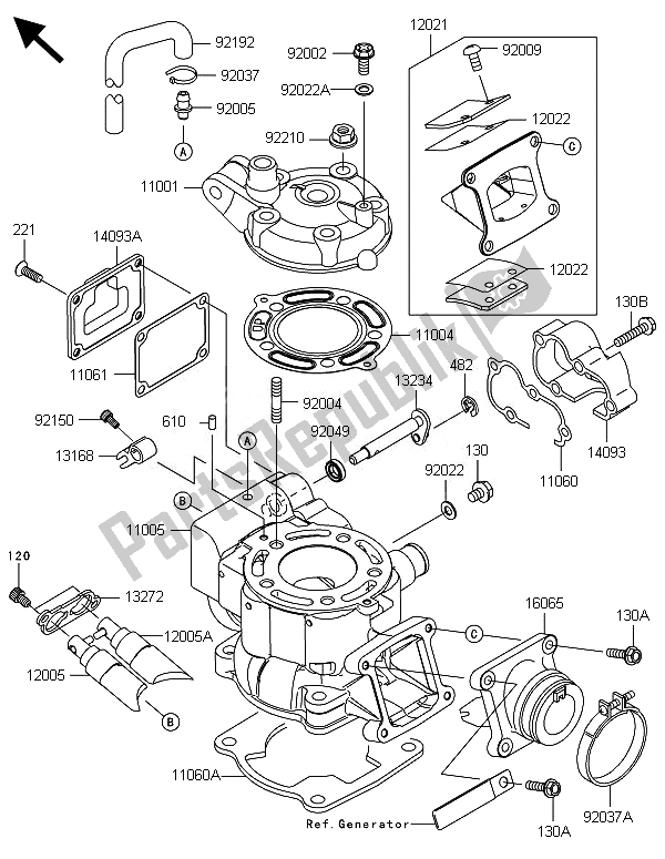 All parts for the Cylinder Head & Cylinder of the Kawasaki KX 85 LW 2014