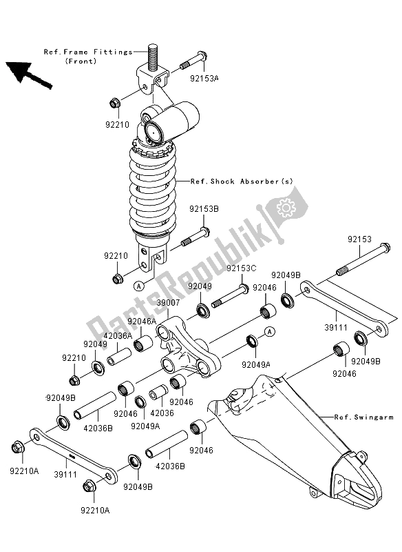 All parts for the Suspension of the Kawasaki Ninja ZX 6R 600 2009