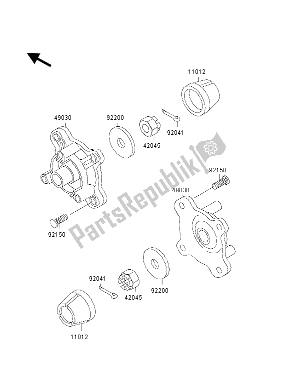 All parts for the Front Hub of the Kawasaki KVF 300 Prairie 4X4 2002