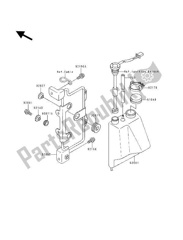 All parts for the Oil Tank of the Kawasaki KDX 125 1991