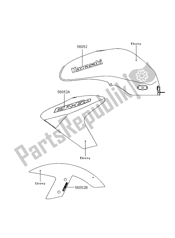 Alle onderdelen voor de Stickers (ebbenhout) van de Kawasaki ER 6N ABS 650 2006