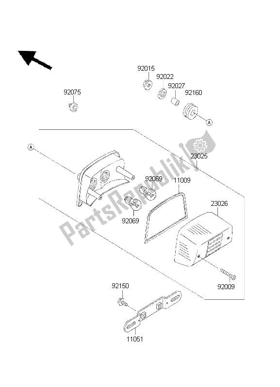 All parts for the Taillight of the Kawasaki KLR 650 2001