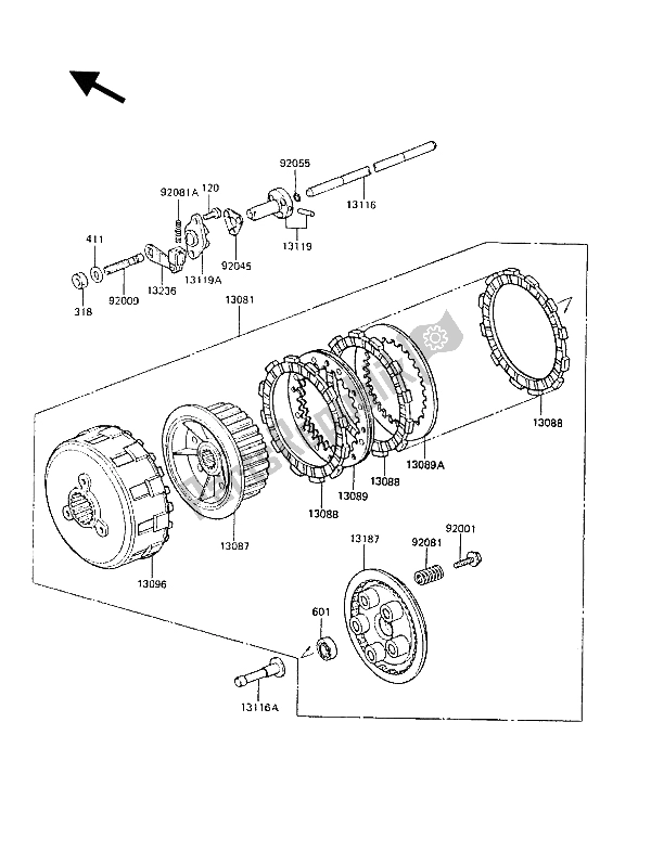 Tutte le parti per il Frizione del Kawasaki Z 1300 1988