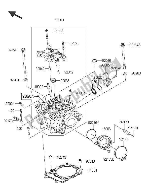 Todas las partes para Cabeza De Cilindro de Kawasaki KX 450F 2016