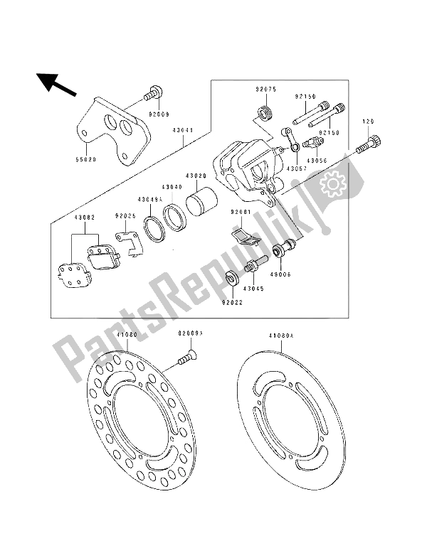 All parts for the Rear Caliper of the Kawasaki KX 80 SW LW 1992