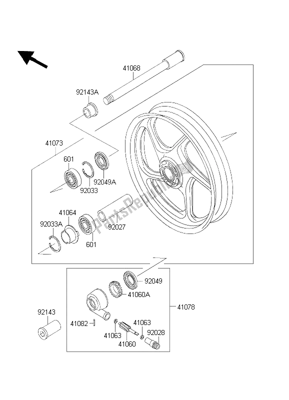 Todas las partes para Buje Delantero de Kawasaki 1000 GTR 2003