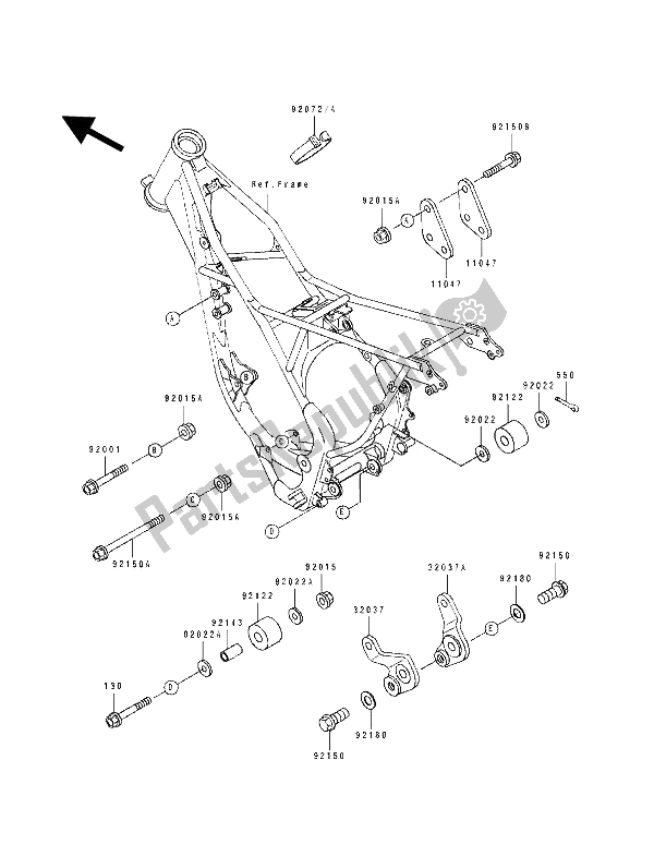 All parts for the Frame Fittings of the Kawasaki KX 100 1994