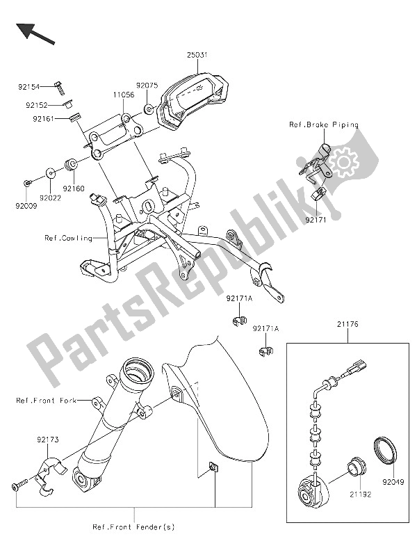 Wszystkie części do Metr (y) Kawasaki Ninja 250 SL ABS 2016