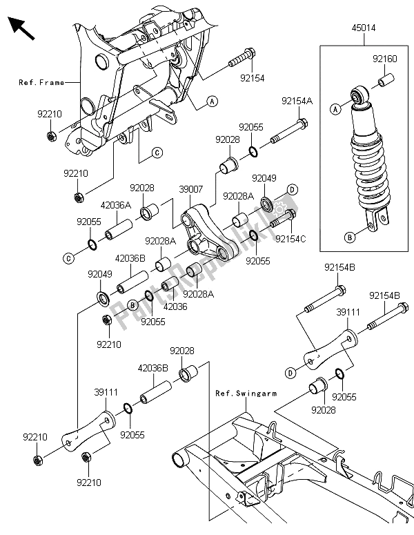 All parts for the Suspension & Shock Absorber of the Kawasaki Ninja 300 ABS 2013