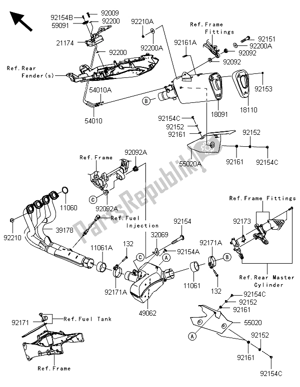 Tutte le parti per il Silenziatore (s) del Kawasaki Ninja ZX 6R ABS 600 2013