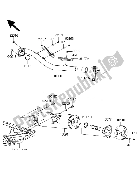 All parts for the Muffler of the Kawasaki KFX 450R 2010