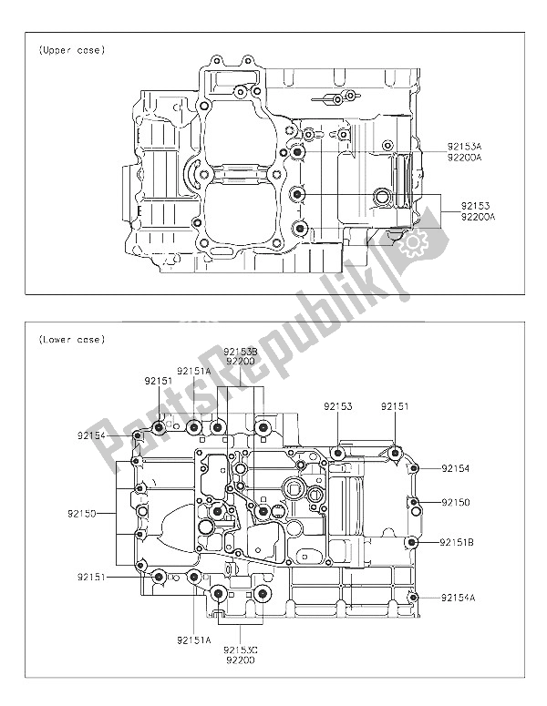 All parts for the Crankcase Bolt Pattern of the Kawasaki ER 6F 650 2016