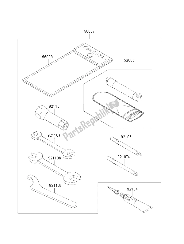 All parts for the Owners Tools of the Kawasaki KVF 300 2001