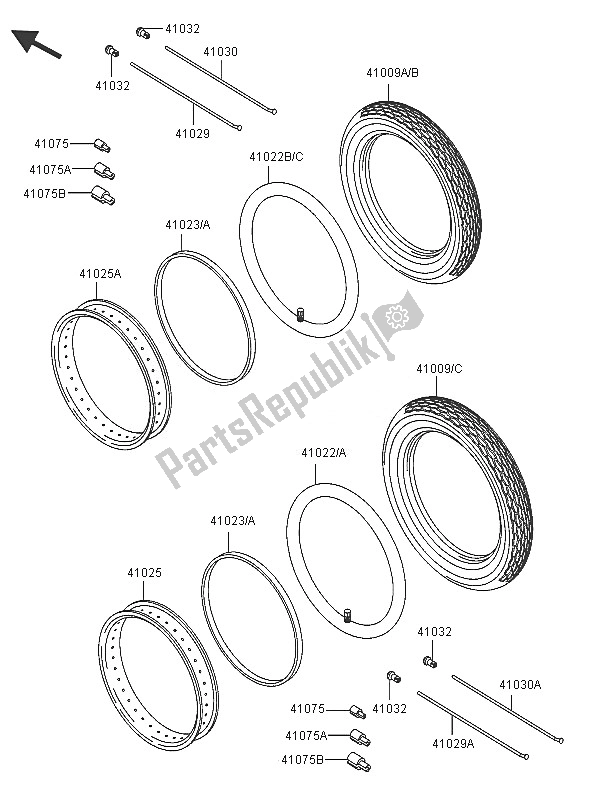 All parts for the Tires of the Kawasaki VN 800 Classic 2005