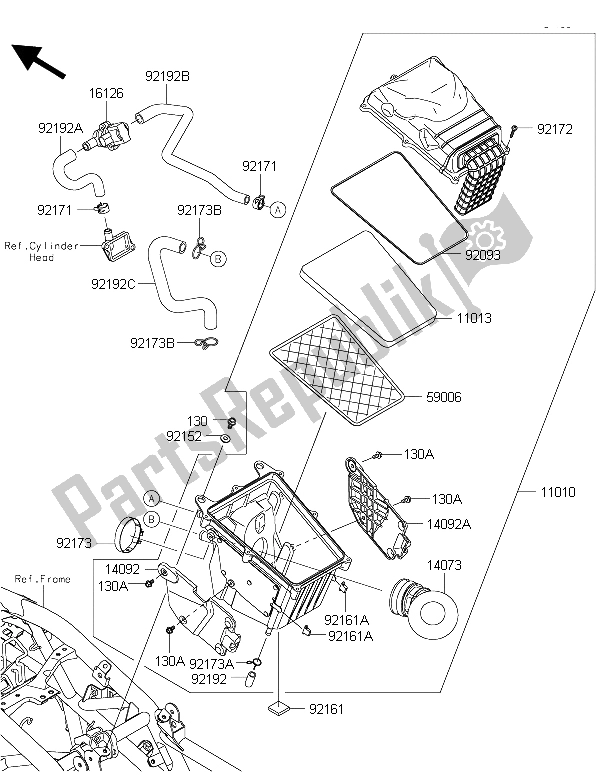 All parts for the Air Cleaner of the Kawasaki Ninja 250 SL 2015