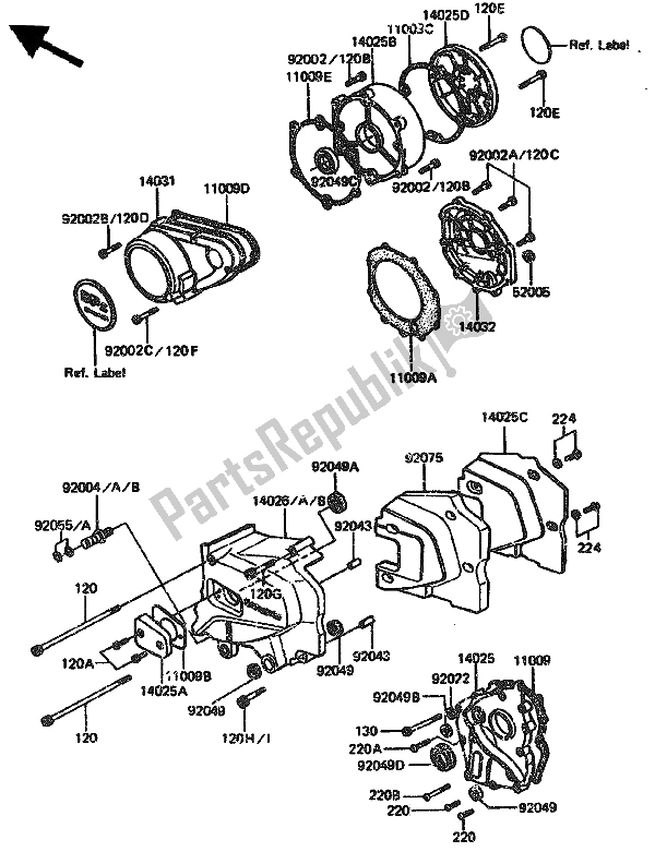 Todas as partes de Tampa Do Motor do Kawasaki GPZ 1100 1985