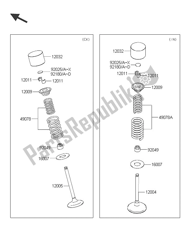 Toutes les pièces pour le Valve (s) du Kawasaki KX 450F 2016