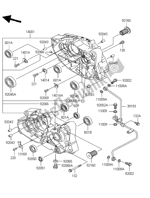 All parts for the Crankcase of the Kawasaki Eliminator 125 2004