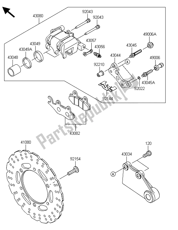 Toutes les pièces pour le Frein Arriere du Kawasaki Ninja 300 2013