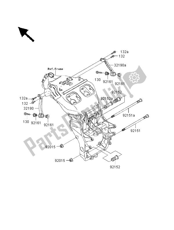 All parts for the Frame Fittings of the Kawasaki Ninja ZX 12R 1200 2000