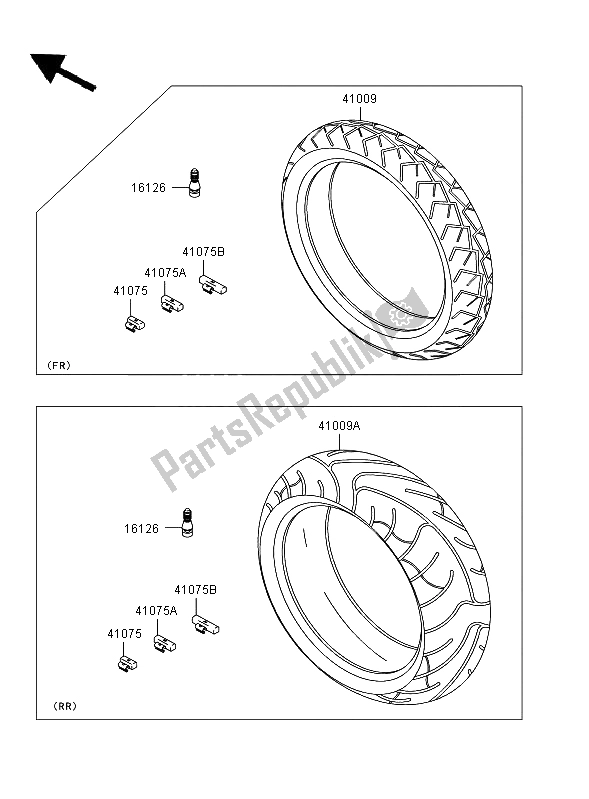 All parts for the Tires of the Kawasaki ER 6F 650 2008