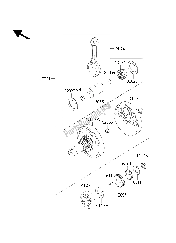 All parts for the Crankshaft of the Kawasaki KLR 650C 2004