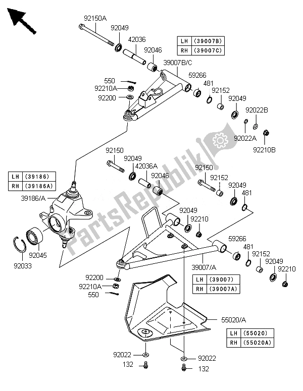 Todas las partes para Suspensión Delantera de Kawasaki Brute Force 650 4X4I 2014