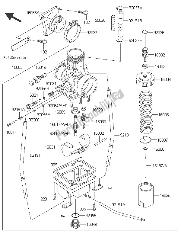 Tutte le parti per il Carburatore del Kawasaki KX 65 2016