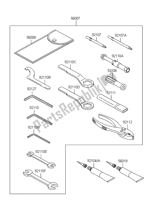 Alle onderdelen voor de Eigenaars Tools van de Kawasaki ER 6F ABS 650 2009