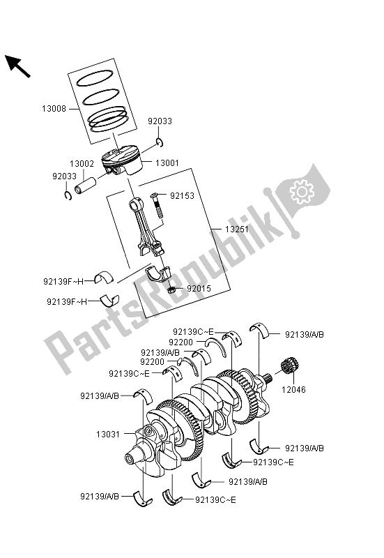 All parts for the Crankshaft & Piston(s) of the Kawasaki Ninja ZX 10R 1000 2013