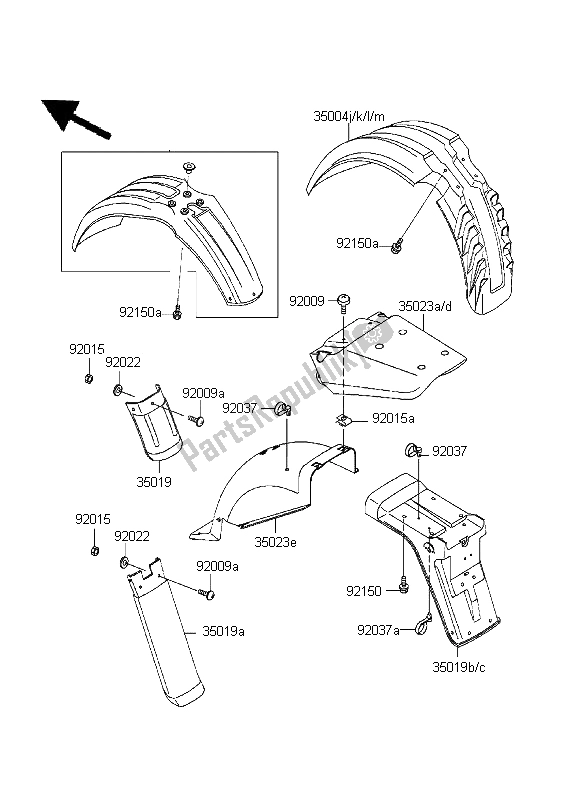 All parts for the Fenders of the Kawasaki KLR 650 1999