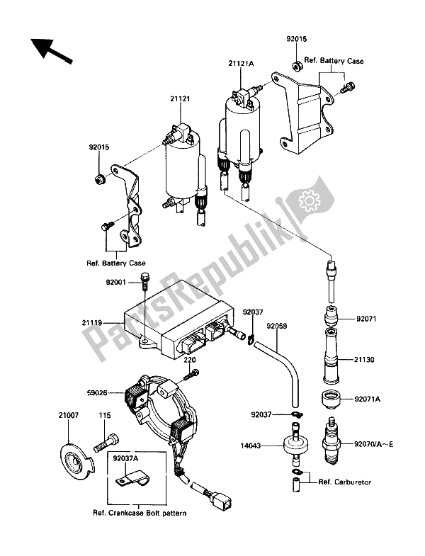 Alle onderdelen voor de Bobine van de Kawasaki ZG 1200 B1 1990