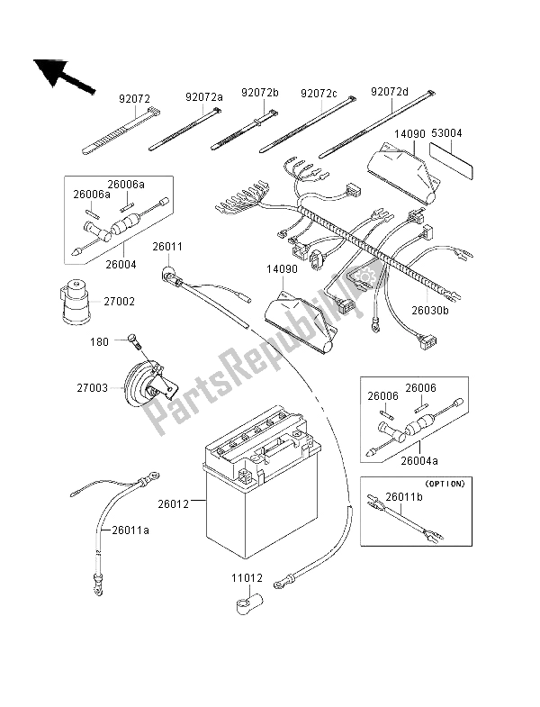 Todas las partes para Equipo Eléctrico Del Chasis de Kawasaki KVF 300 4X4 2000