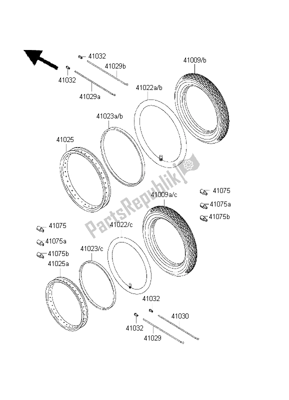 Tutte le parti per il Pneumatici del Kawasaki W 650 1999