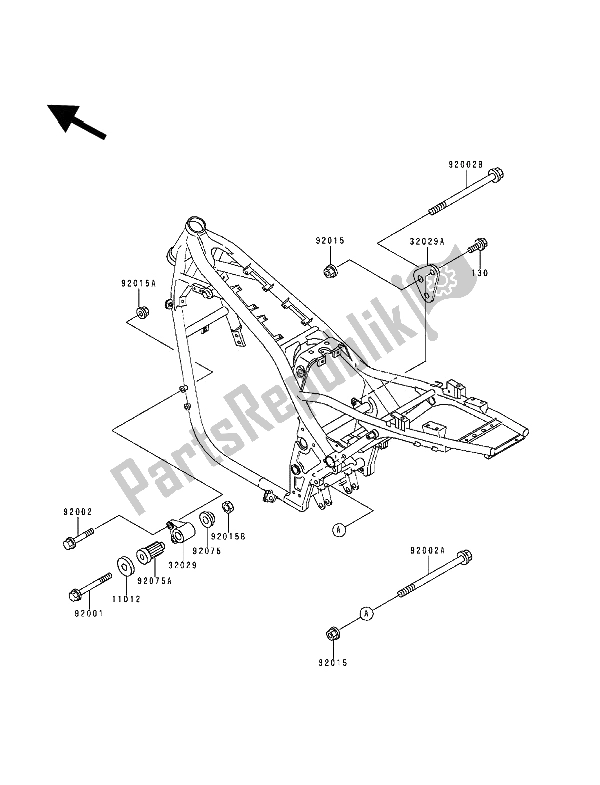 All parts for the Frame Fittings of the Kawasaki Zephyr 1100 1993