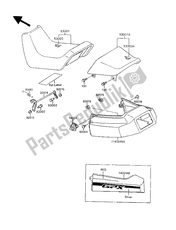 Alle onderdelen voor de Stoel van de Kawasaki GPX 600R 1994