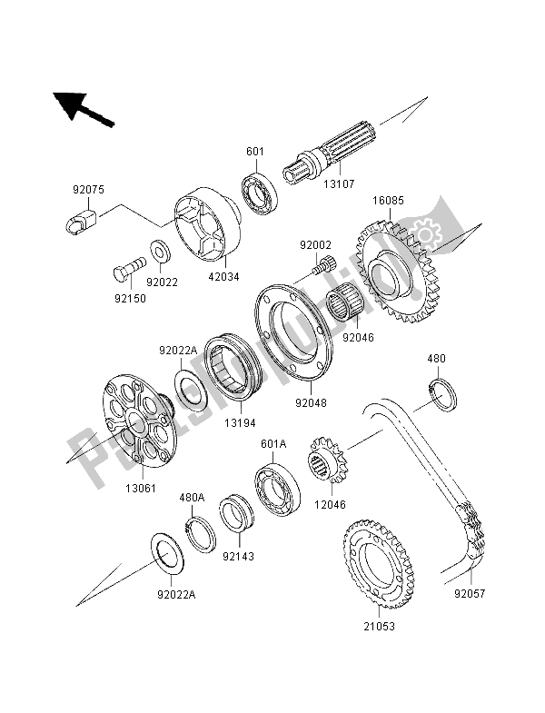 All parts for the Generator Shaft of the Kawasaki Ninja ZX 9R 900 1997