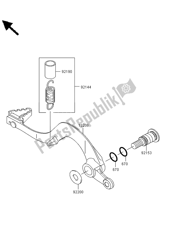 Tutte le parti per il Pedale Del Freno del Kawasaki KLX 450R 2012