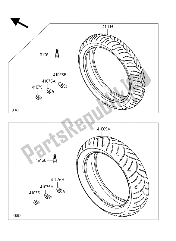 All parts for the Tires of the Kawasaki ER 6N ABS 650 2009