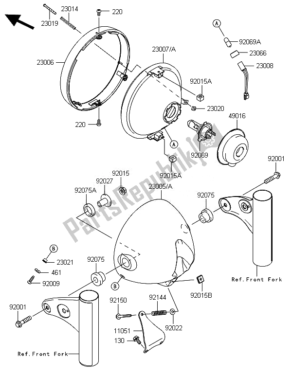 Toutes les pièces pour le Phare (s) du Kawasaki W 800 2014