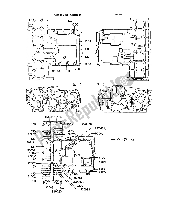 Wszystkie części do Wzór ? Rub Skrzyni Korbowej Kawasaki Z 1300 1989