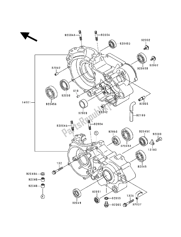 Todas as partes de Bloco Do Motor do Kawasaki KX 500 1994