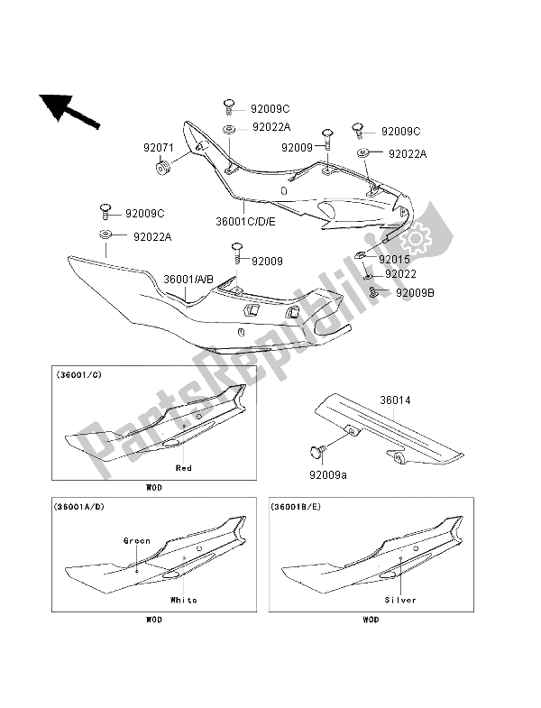 Tutte le parti per il Coperture Laterali E Copertura A Catena del Kawasaki Ninja ZX 6R 600 1997