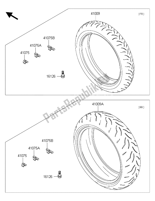 All parts for the Tires of the Kawasaki Ninja ZX 10R 1000 2015