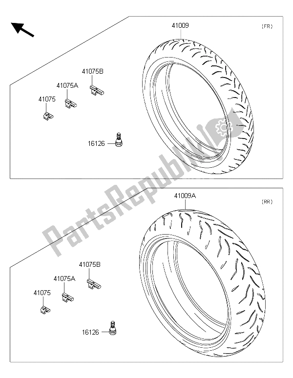 All parts for the Tires of the Kawasaki Ninja ZX 10R 1000 2015