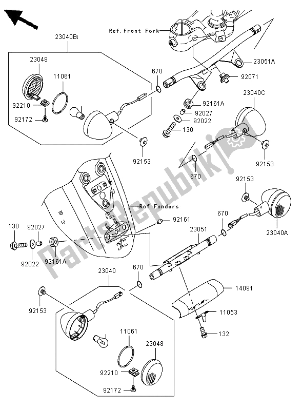 All parts for the Turn Signals of the Kawasaki VN 2000 2006