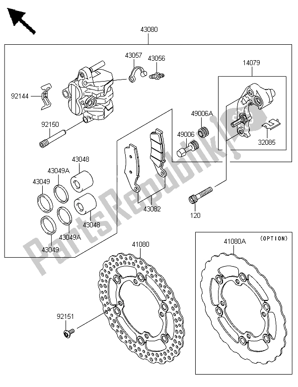 Alle onderdelen voor de Voor Rem van de Kawasaki KLX 450 2013